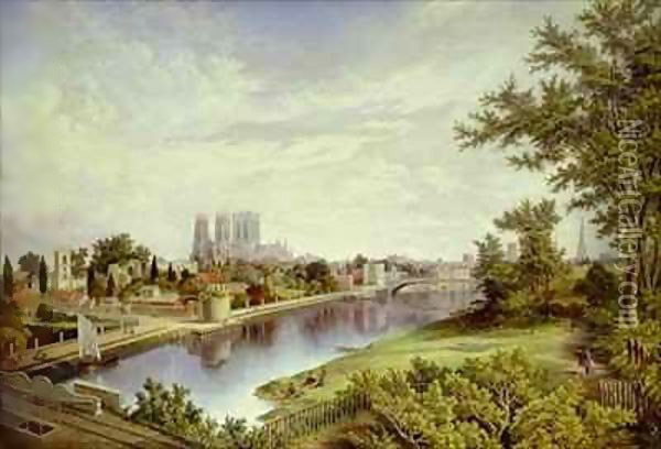 York from Scarborough Railway Bridge Oil Painting - John Bell