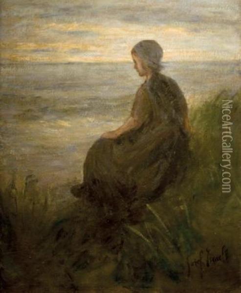 Waiting By The Sea Oil Painting - Jozef Israels