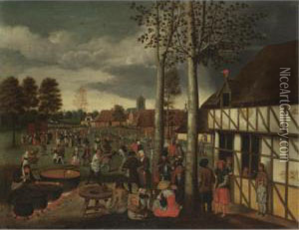 Peasants Merrymaking At A Village Kermesse Oil Painting - Jan Van Wechelen