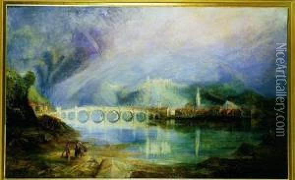 An Extensive River Landscape Oil Painting - Joseph Mallord William Turner