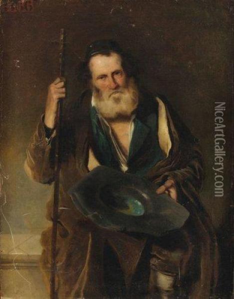 Portrait D'un Juif De Jerusalem Oil Painting - Edouard Moyse