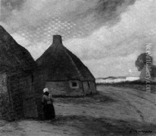 Dorf In Flandern Oil Painting - Eugen Kampf