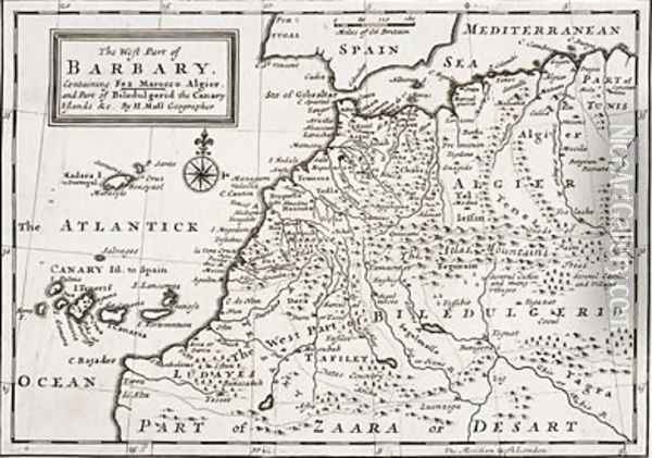 Map of The West Part of Barbary 1720 Oil Painting - Hermann Moll