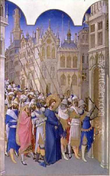 The Passion Christ being led to Pontius Pilate Oil Painting - Pol de Limbourg