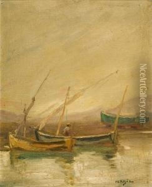 Tending The Boat Oil Painting - Georgios Roilos