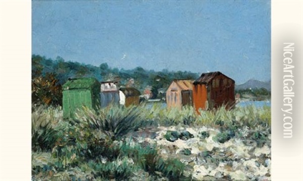 Provence, Paysage Au Cabanon Oil Painting - Auguste Pegurier