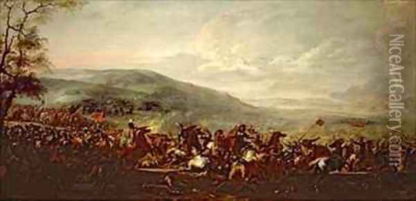 Battle between the Hungarians and Turkish Oil Painting - Jacques Courtois