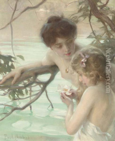 Mother And Child Bathing Oil Painting - Paul Chabas