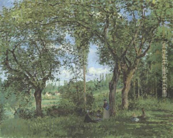 Le Repos Sous Les Arbres Oil Painting - Camille Pissarro