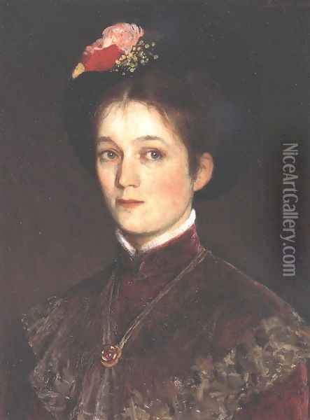 Portrait of the Artists Wife 1880 Oil Painting - Pal Merse Szinyei
