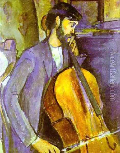 Study For The Cellist Oil Painting - Amedeo Modigliani