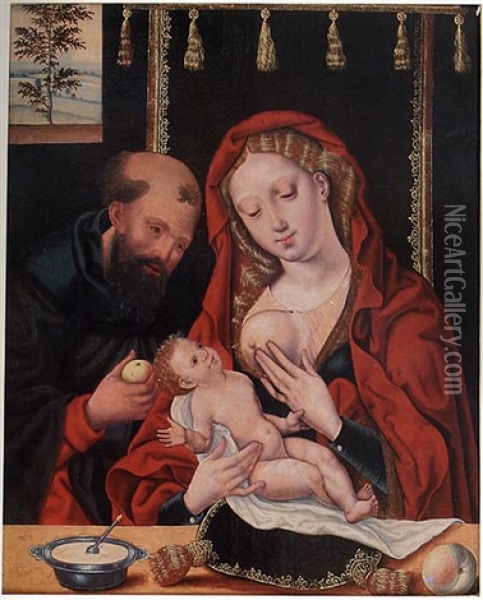 Sainte Famille Oil Painting - Joos Van Cleve
