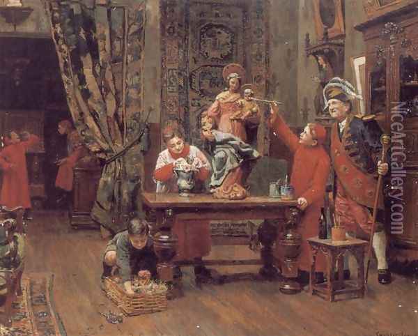 Choirboys In The Sacristy Oil Painting - Paul Charles Chocarne-Moreau