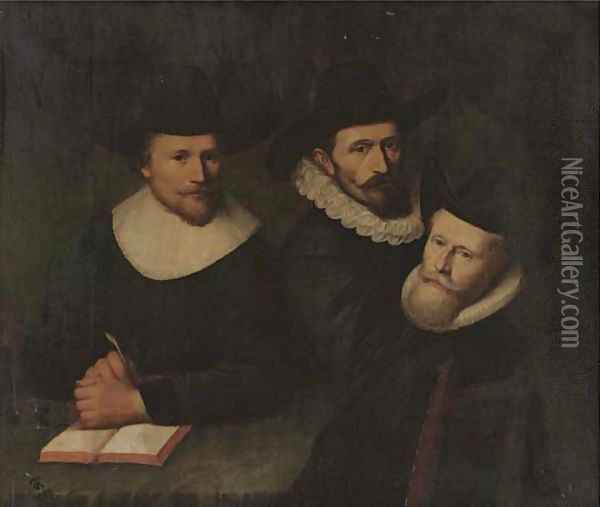 Portrait of three gentlemen Oil Painting - Thomas De Keyser