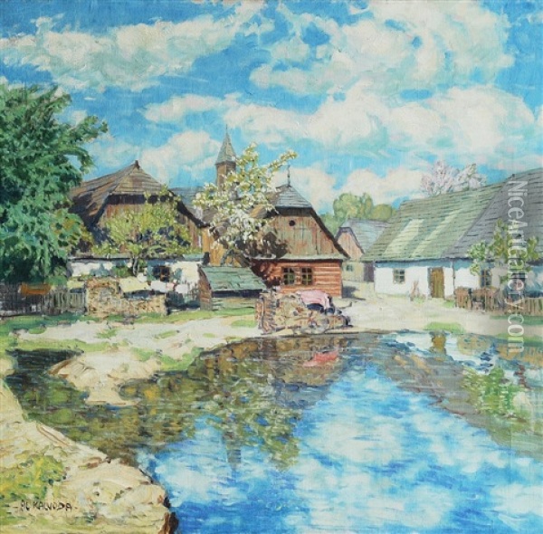 U Rybnika Oil Painting - Alois Kalvoda