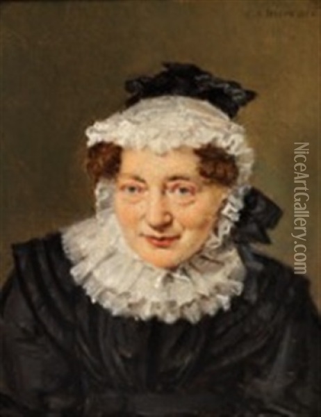 Portrait Of Elisabeth Christine Sophie Horrebow Nee Manthey Oil Painting - Christian Albrecht Jensen
