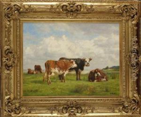 Vaches Sur La Falaise Oil Painting - Adolphe Charles Marais