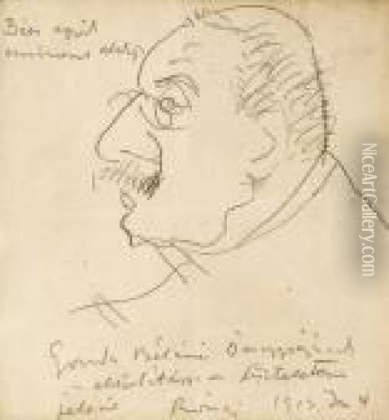 One Of The Eminent Figures Of Vienna, 1913 Oil Painting - Jozsef Rippl-Ronai
