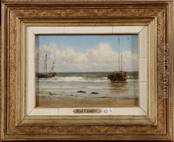 Bateaux De Peche En Bord De Mer Oil Painting - Paul Jean Clays