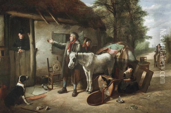 The Tinker And The Policeman Oil Painting - Charles, Hunt Jnr.