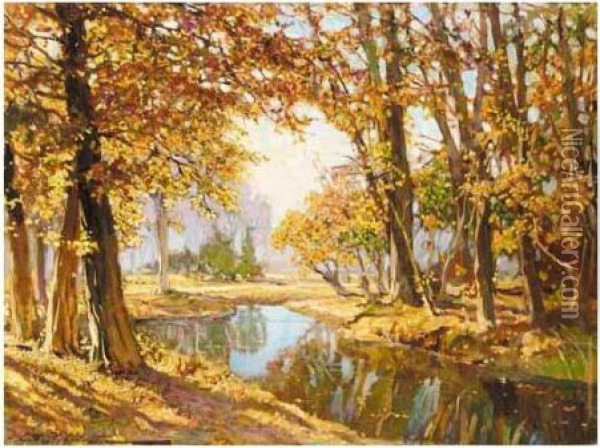 Golden Autumn Oil Painting - Constantin Alexandr. Westchiloff