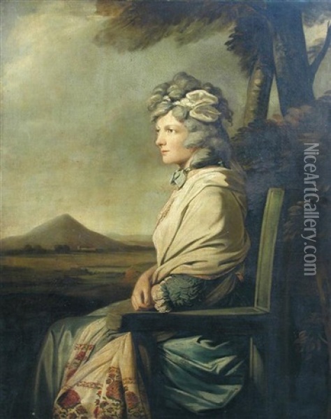 Portrait Of Miss Jane Harris (later Mrs Thomas Keene), Sister Of General Lord Harris, Wearing A Kashmiri Shawl... Oil Painting - Thomas Hickey