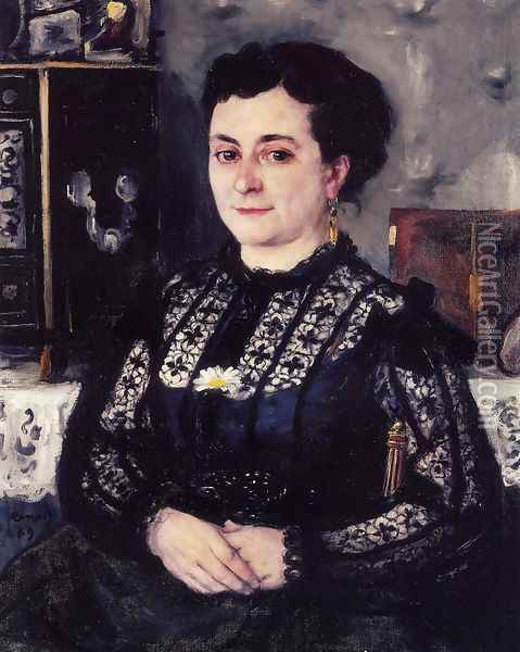 Woman In A Lace Blouse Oil Painting - Pierre Auguste Renoir