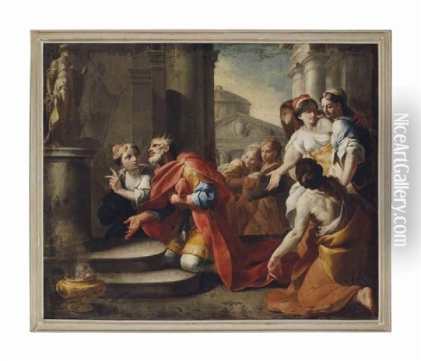 The Idolatry Of Solomon Oil Painting - Antonio Balestra