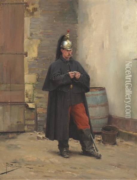 A Guard's Rest Oil Painting - Paul (Louis Narcisse) Grolleron