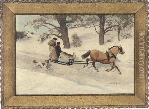 The Sleigh Ride Oil Painting - Axel Ender