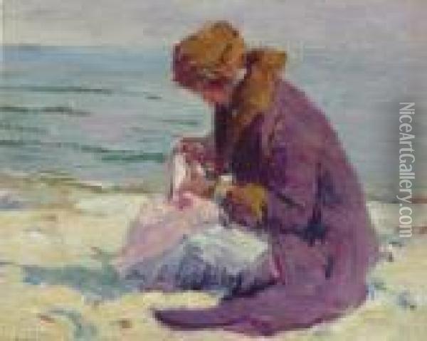 A Chilly Day At The Beach Oil Painting - Edward Henry Potthast