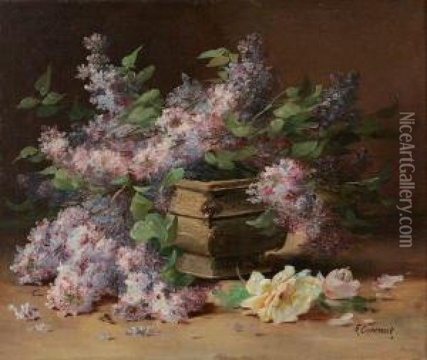 Composition Aux Lilas Oil Painting - Edmond Van Coppenolle