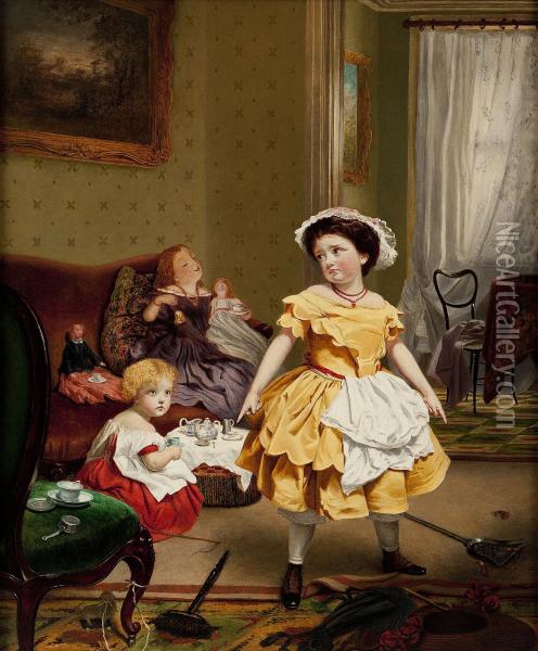 My Turn To Play Mother Oil Painting - Sophie Gengembre Anderson