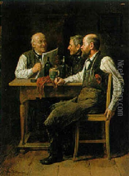 Aufmerksame Zuhorer Oil Painting - Friedrich Ritter von Malheim Friedlaender