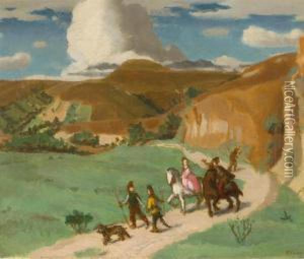 Riders And Shepherds Oil Painting - Adolf Fenyes
