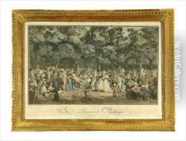 La Promenade Publique 1792 Oil Painting - Philibert-Louis Debucourt
