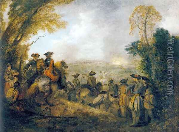 On the March 1710 Oil Painting - Jean-Antoine Watteau