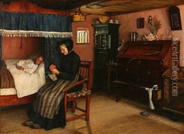 En Lille Patient Oil Painting - Holga Elise Amalie Reinhard