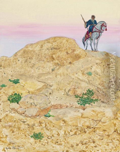 He Waits For Doreid On Horseback Oil Painting - Leon Carre