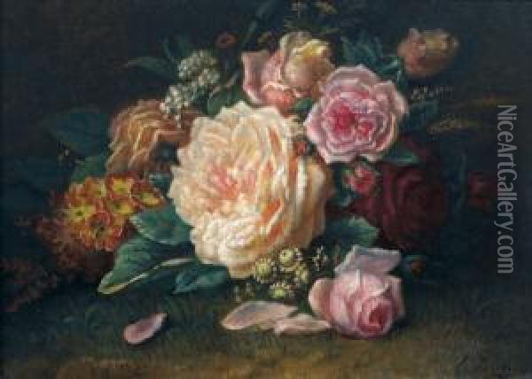Stillleben Mit Rosen Oil Painting - Jean-Baptiste Robie