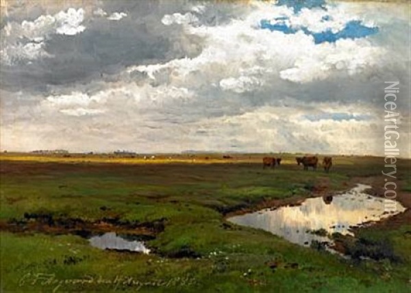 Cows In The Field Oil Painting - Carl Frederik Peder Aagaard
