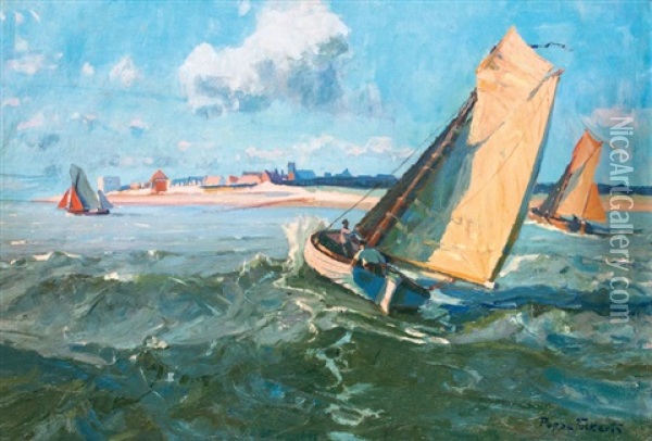Segler Vor Norderney Oil Painting - Poppe Folkerts
