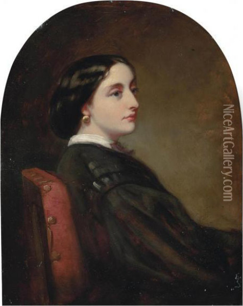 Portrait Of A Lady, Seated Half-length Oil Painting - Henry Nelson O'Neil