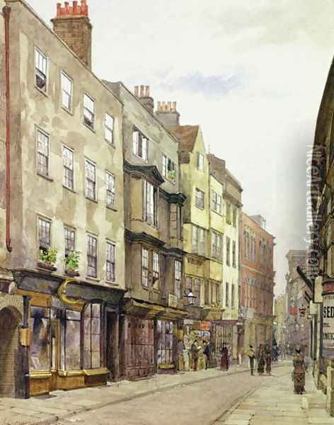 Holywell Street Looking West, 1882 Oil Painting - John Crowther