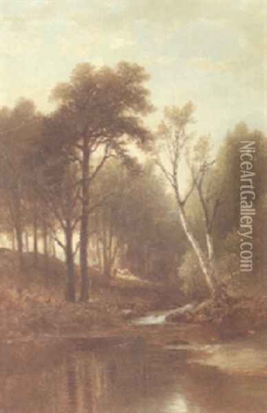 Quiet Stream In The White Mountains Oil Painting - Benjamin Champney