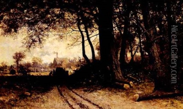 Woodcutters In A Forest Oil Painting - Abraham Van Der Wissel
