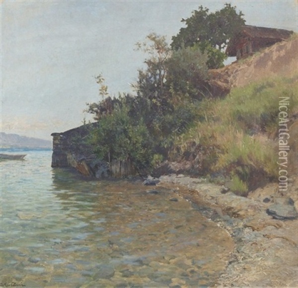 Lac De Thoune Oil Painting - Jean-Baptiste-Arthur Calame