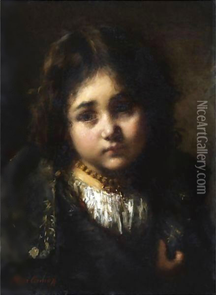 Portrait Of A Young Girl 5 Oil Painting - Alexei Alexeivich Harlamoff