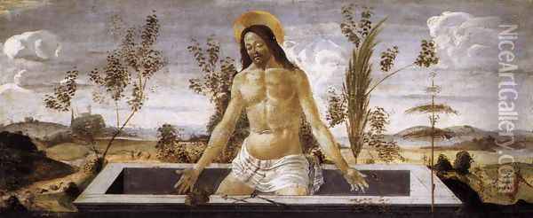 Christ in the Sepulchre c. 1488 Oil Painting - Sandro Botticelli