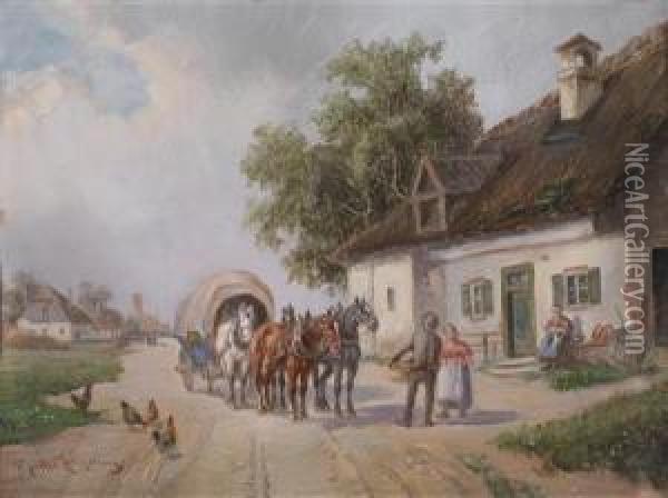Rast Vor Dem Gasthaus Oil Painting - Ludwig Muller-Cornelius